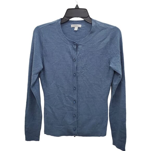 New York & Company‎ Women's Blue Soft Acrylic Gem Button Up LS Cardigan Size S - Picture 1 of 6